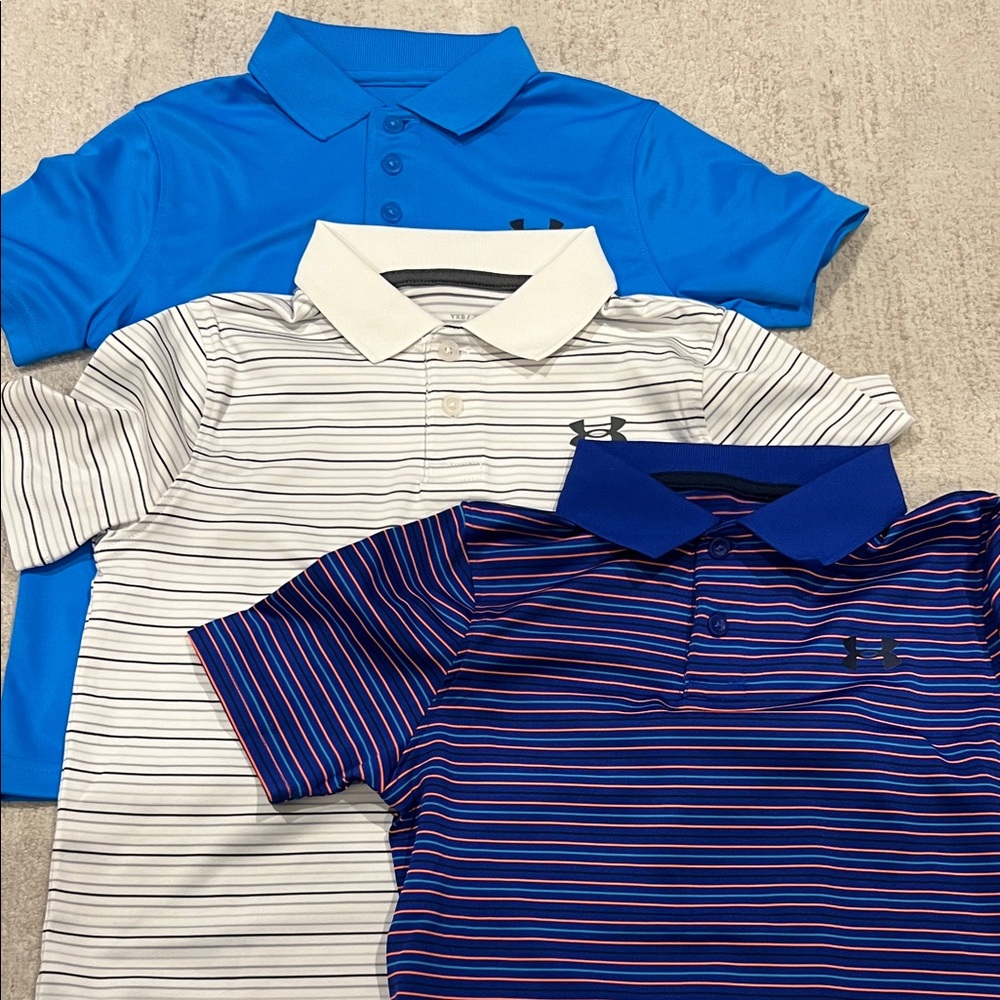 Under Armour Kids Polo Shirt Trio - Blue, White, Striped